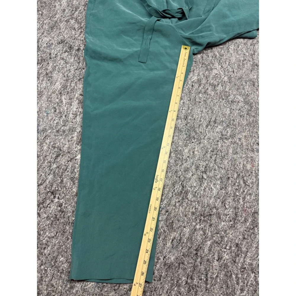 DKNY Womens Teal Green Tie Waist‎ Straight Leg Trousers Pants Size 16